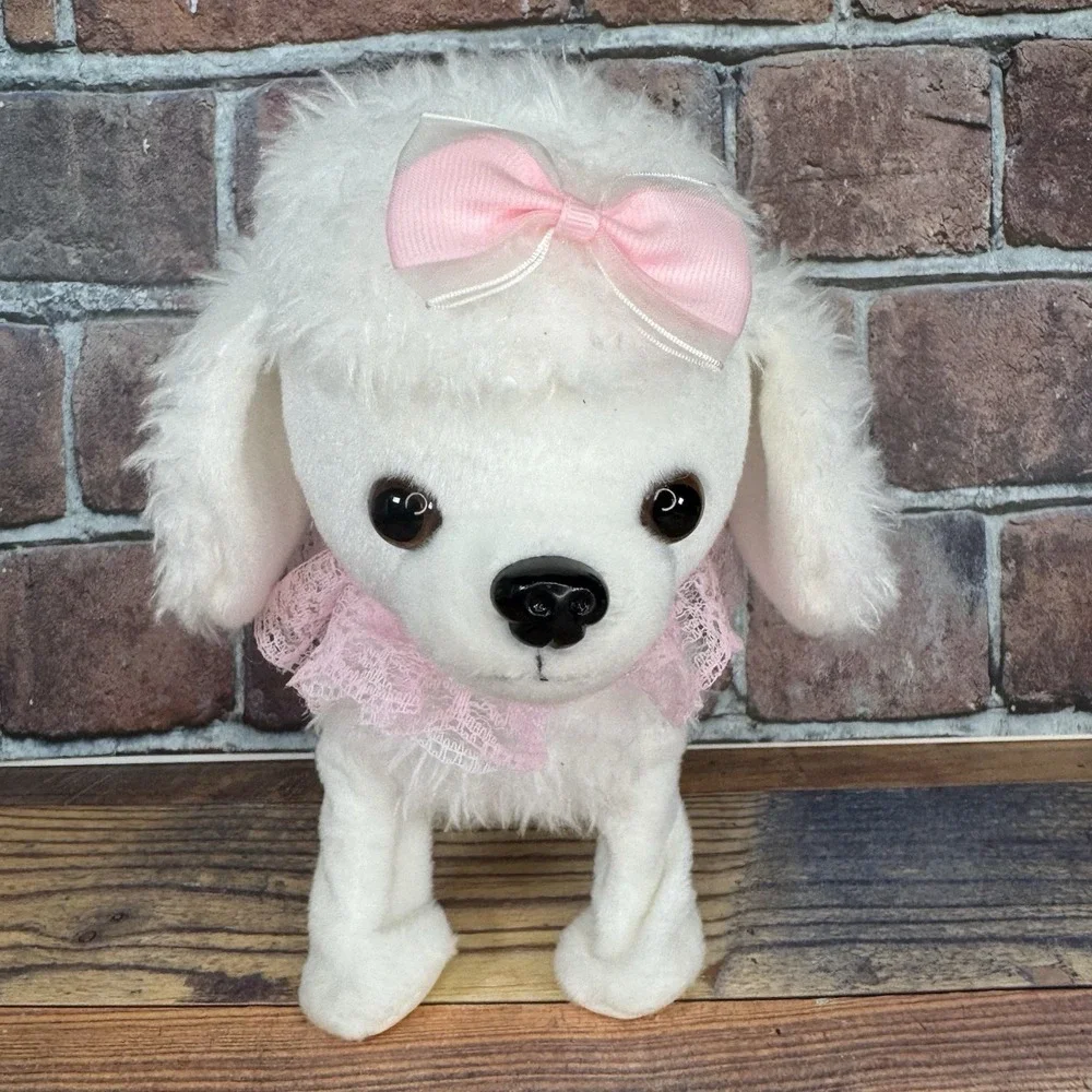 Electronic Walking Dog Toy Interactive Plush Poodle Puppy Wags Tail Barks Walks